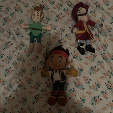 Peter Pan, Captain Hook, and Jake Stuffed Plush Dolls