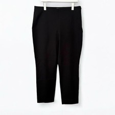 Everlane Black Cotton Bi-Stretch Work Ankle Pants 16 Elastic Waist Side Zip 
