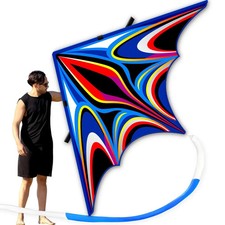 Large Delta Kite 265x150cm Easy Fly Beach Outdoor Kite for Kids & Adults Blue