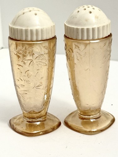 Jeannette FLORAGOLD IRIDESCENT 4" SALT & PEPPER SHAKERS - Picture 2 of 7