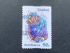 2007 AUSTRALIA SIGNS OF THE ZODIAC 50C TAURUS LOYAL INDULGENT P&S STAMP - USED