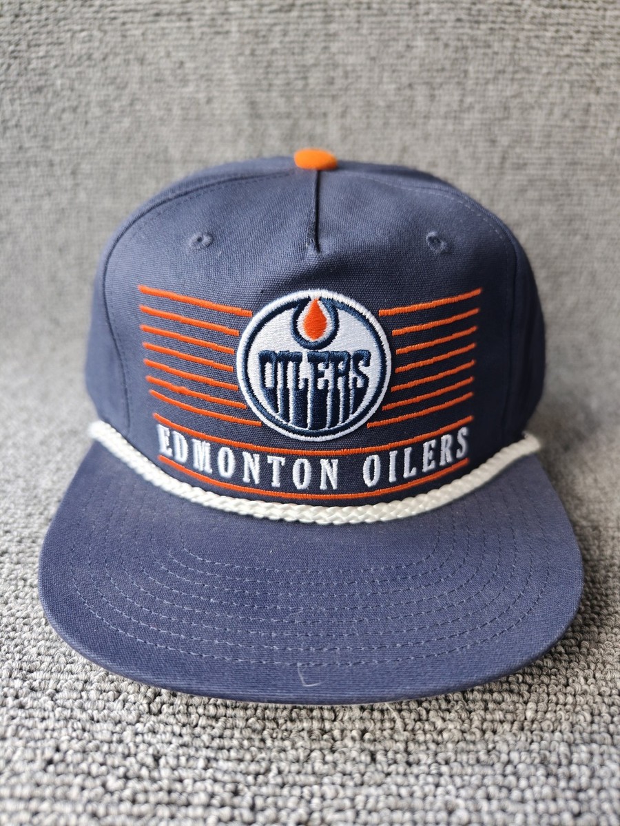 Mitchell & Ness Edmonton Oilers Under Arch Pro Rope Snapback Hat Navy Blue NEW