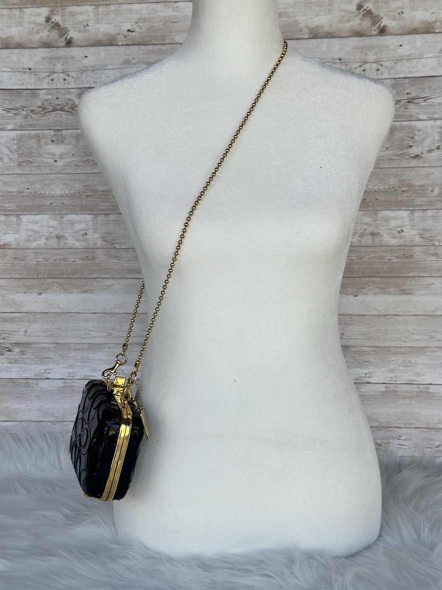 Rare HTF Coach Y2K Black Patent Leather Kisslock Crossbody Bag