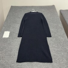 Uniqlo Dress Womens L Navy Blue Wool Blend Ribbed Mock Neck Midi Minimalist
