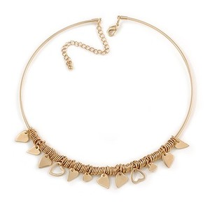 Authentic Sweet Heat Charm Bar Choker Style Necklace In Gold Plated Metal - 39cm L/ 8cm