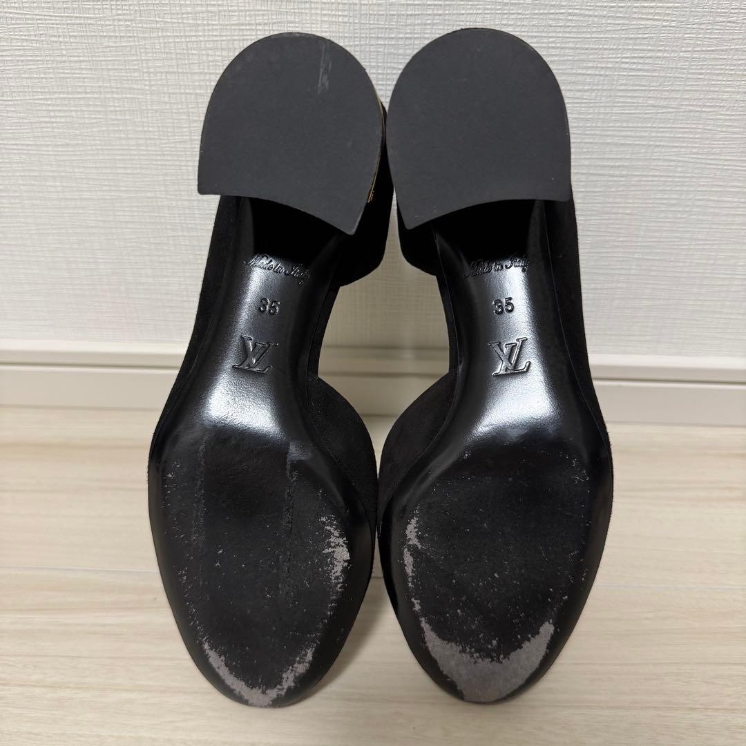 LOUIS VUITTON Suede Heel Pumps Black EU 35 135337K Authentic thumbnail 6