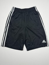 Adidas Athletic Shorts Boys Medium 10/12 Black White 3 Stripes Gym Training