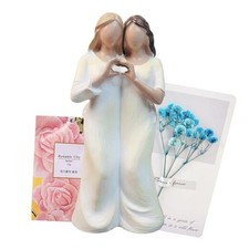 Sister Figurines - Best Friends Gifts for Women, Hand-Painted Creamy White