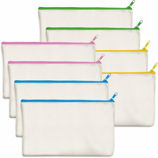 8 Pack Canvas Colorful Zipper Bags, DIY Craft Bags Travel Canvas Makeup Pouches