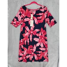 Tommy Bahama Dress Womens Size Medium Navy Pink Orchid Floral Print Stretch NWT
