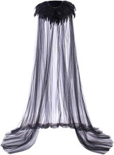 Evil Queen Cosplay Super Villain Cloak Steampunk Feather Collar Witch Cape