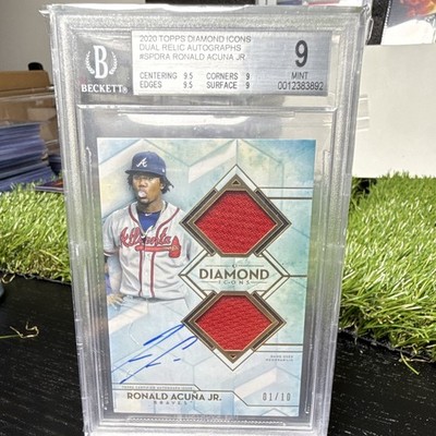 Topps 2020 Diamond Icons Ronald Acuna Jr Dual Auto Relic /10 #SPD-RA BGS 9