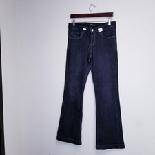 Cache Contour Collection Woman Grey Jeans Thick Stitch Size 6 Bootcut