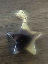 18K Solid Gold Vintage Tortoise Shell Star Pendant 