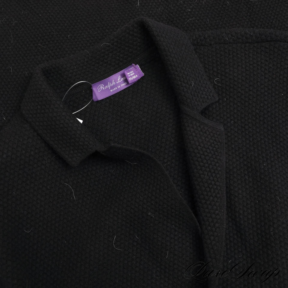Ralph Lauren Purple Label Made In Italy Black Bubble Knit DB Sweater Jacket M NR - Image 3 of 4