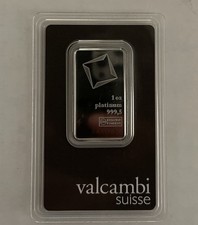 Valcambi Suisse Platinum Bar 1 oz .9995 Fine Platinum in Assay Card Sealed 2000.00 per troy oz