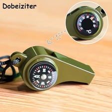 Emergency Rescue Whistle with Compass Thermometer Keychain Camping Hiking