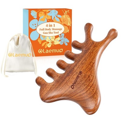 Olaemuo 4 in 1 Gua Sha Tool for Face,Scalp Massager with Gift Brown