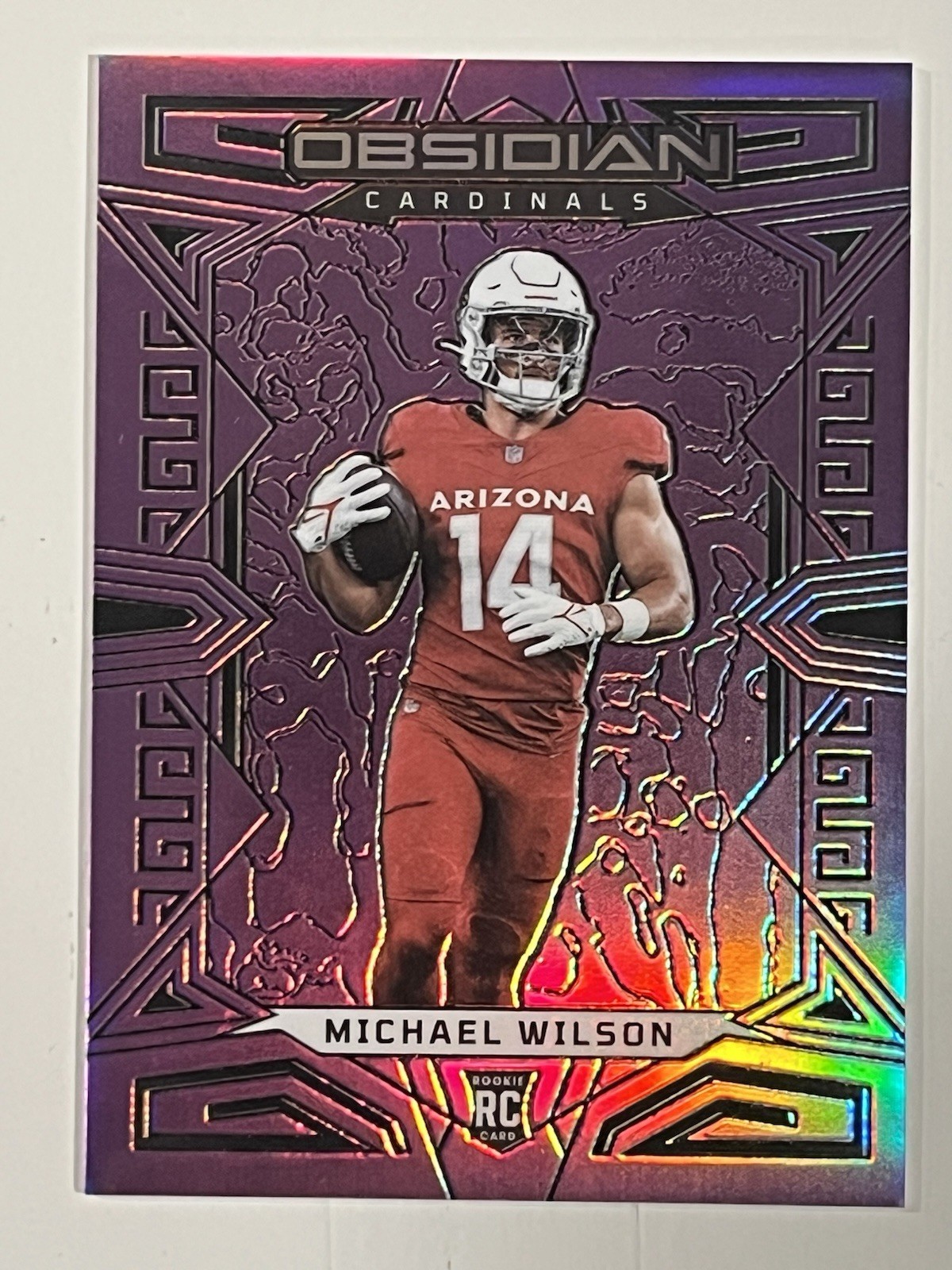 Michael Wilson 2023 Panini Obsidian Purple Flood RC #105 Cardinals /13 Mint