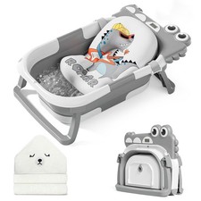 MoreFeel Collapsible Baby Bathtub for Newborns, Thermometer, 1 Towel, Portable