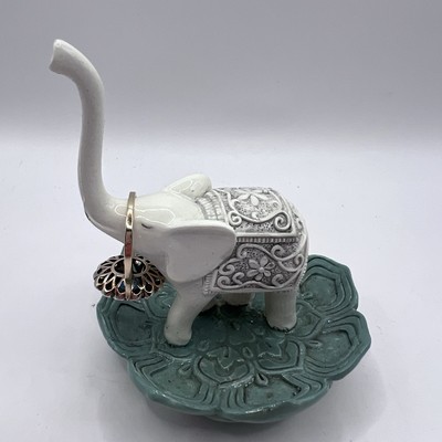Evelots Ring Holder-Good Luck Elephant-Jewelry Bowl/Stand-Earring/Necklaces MINT
