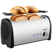 Xxl Langschlitztoaster 4 Scheiben Mit BröTchenaufsatz Toaster Edelstahl