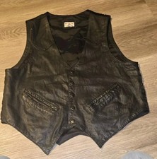 Western Frontier Vintage Leather Vest Mens Size Medium Black