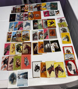 60 Single Swap Playing Cards Big Lot Horse Equestrian VINTAGE