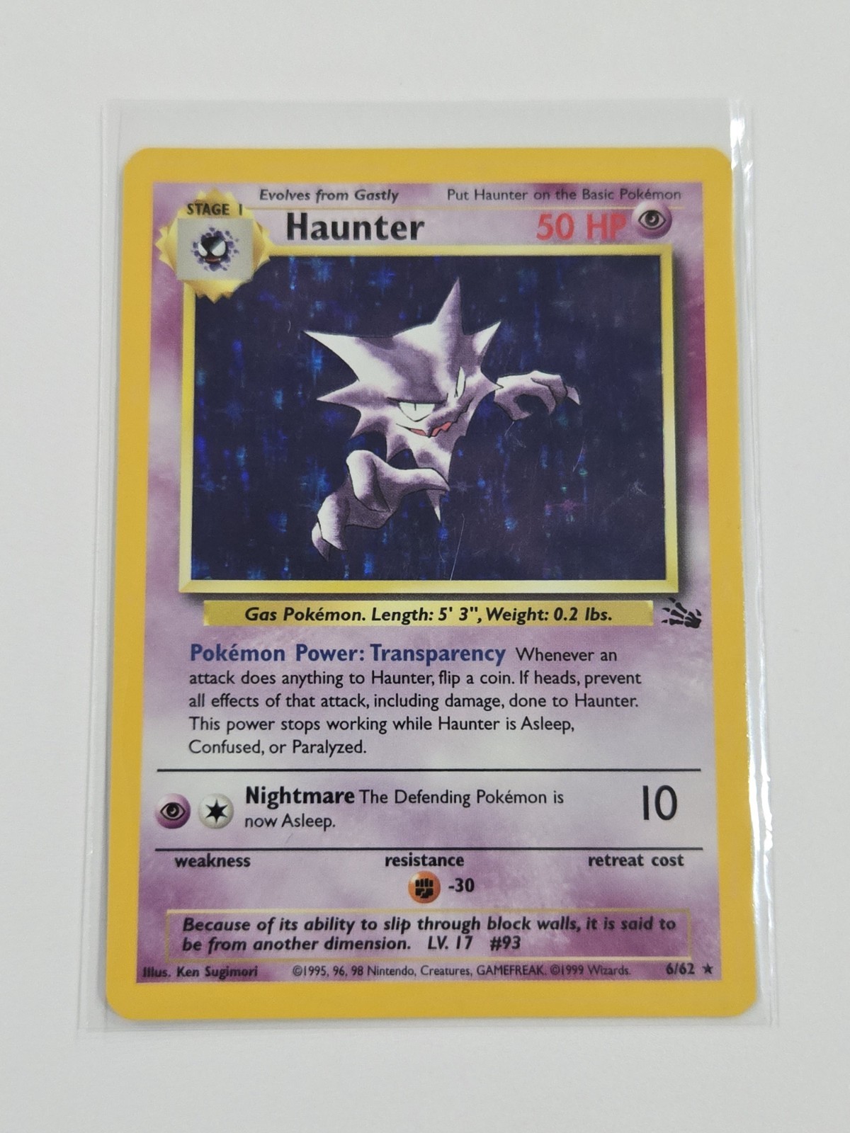 Haunter Fossil Set Holo Rare 6/62 1999 Pokemon Card
