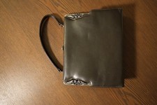 Brown leather clasp ladies top handle bag - vintage
