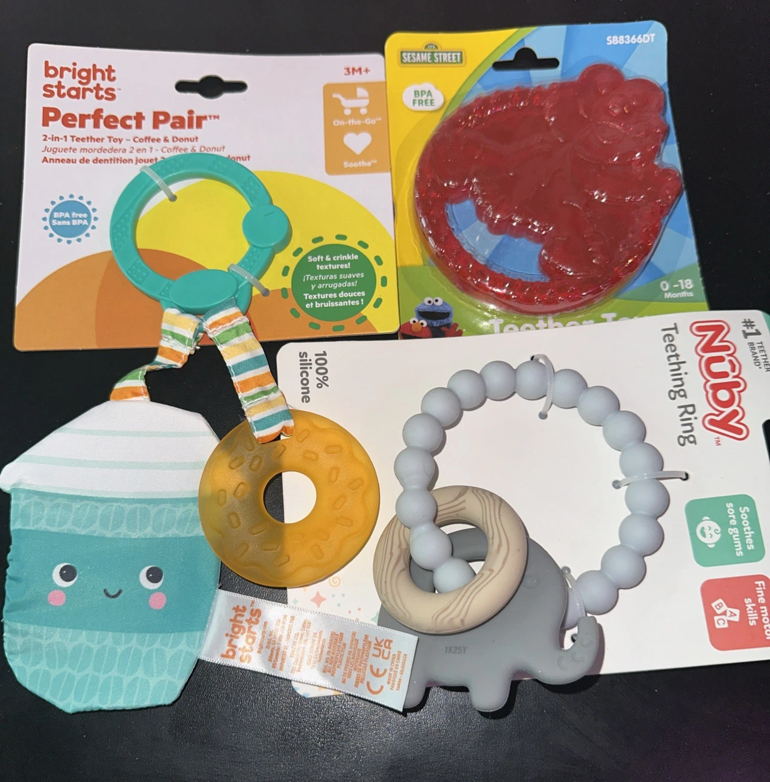 Bright Starts Perfect Teether Toy Coffee & Donut BPA-Free 3m+ 3 toys New ￼
Opens in a new window or