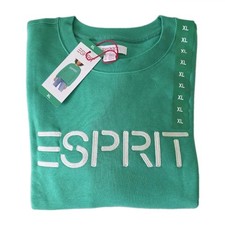 NWT Esprit Women's Green Crewneck White Logo Sweatshirt Viral Retro 80s Sz. XL