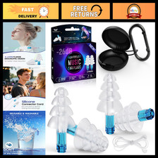 High Fidelity Concert Ear Plugs - 2 Pairs Soft Silicone Reusable 26dB Ear Protec