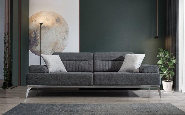 Grau Wohnzimmer 3-Sitzer Stoffsofa Modern Luxus Design Textil Material-image