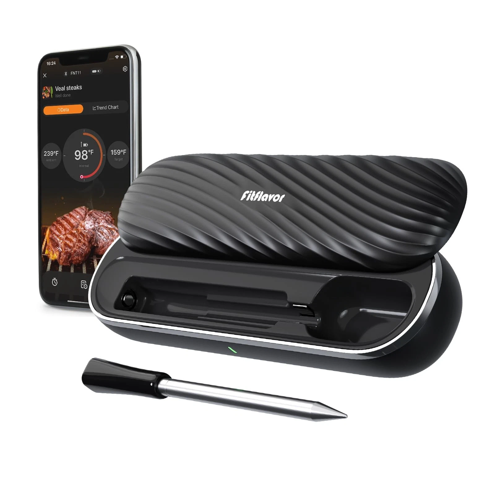 500ft Bluetooth Wireless Meat Thermometer for Smoker, Digital Grill Meat Ther...