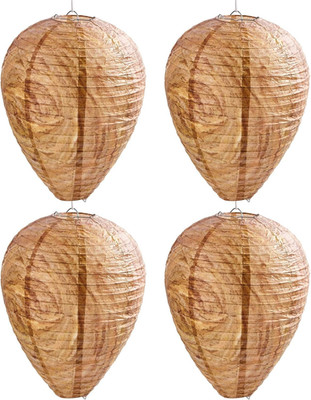 4 Pack Hanging Paper Fake Wasp Nests for Home(Brown)