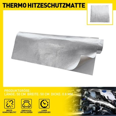 Auspuff Thermo Hitzeschutz Matte Aluminium selbstklebend 0,8mm 50cmx50cm 500°C