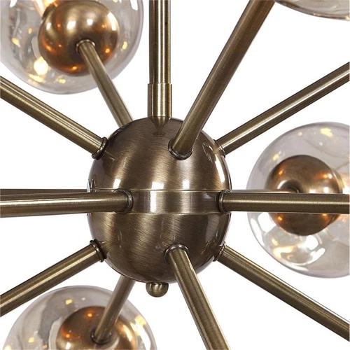 Uttermost Chet 12-Light Steel and Glass Sputnik Chandelier in Antique Brass - Picture 6 of 9