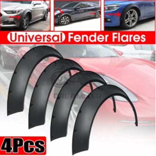 IKON MOTORSPORTS RB Style 4PC Fender Flares – Extra Wide Unpainted Black PP
