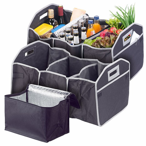 Lescars 2Er-Set 2In1-Kofferraum-Organizer Mit 3 FäChern & KüHltasche, Faltbar-image