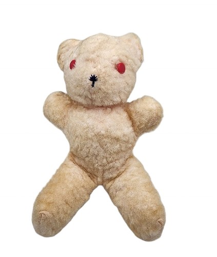 Vintage altes rosa Knopfauge Teddybär Plüschstroh gefüllt? 8,5" Mohair? Gefüllt