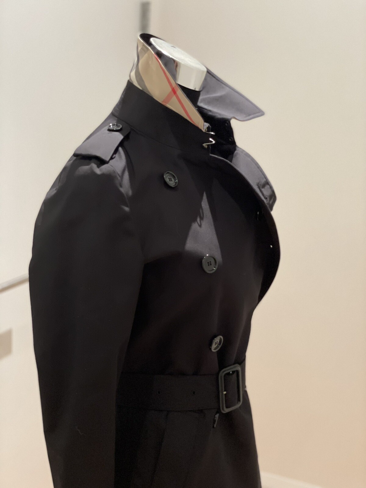 Women's Burberry Brit Rain Jacket Mid Length Black Double Breasted US 4 NWOT image 7