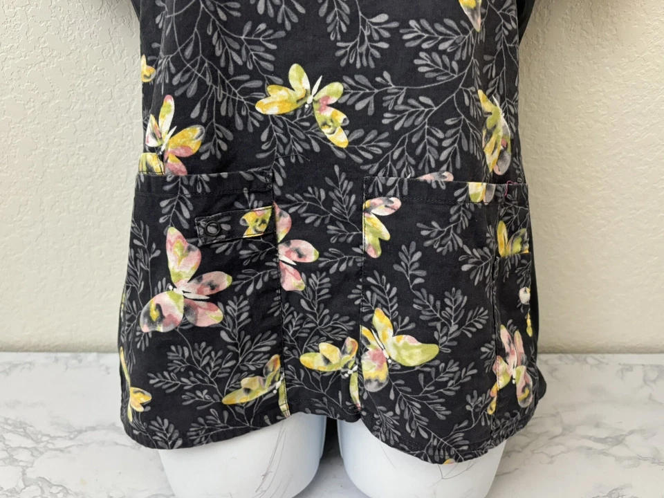 Cherokee Womens S Flexibles Scrub Top Nurse Work Uniform Butterfly Pattern P - Image 2 of 4