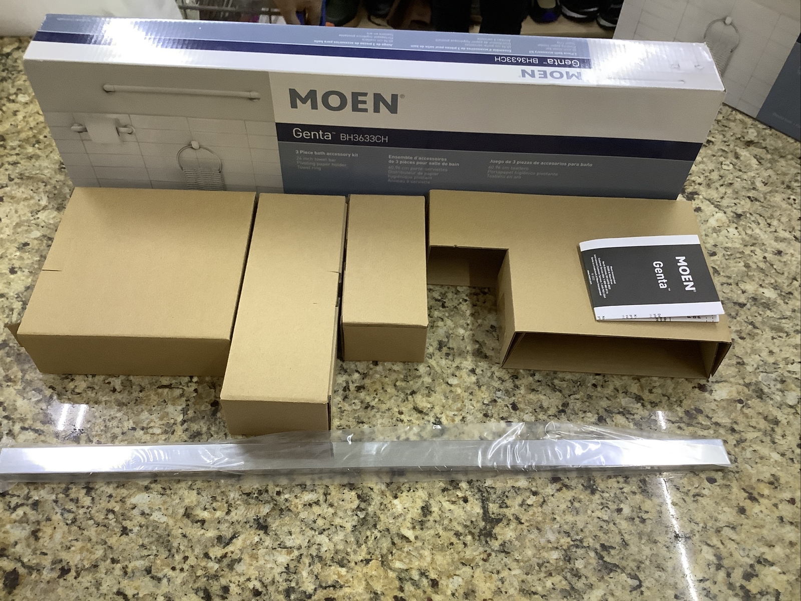 MOEN Genta 3Piece Bath Hardware Set Matte Silver BH3633CH 34584036063