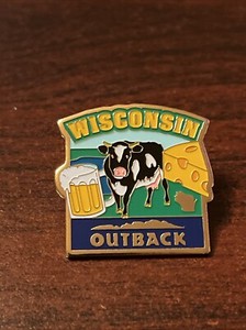 Outback Steakhouse 50 States Wisconsin Cheese Cow Beer Lapel Hat Pin