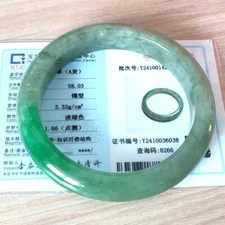 Certified Grade A Green 57mm Natural Burma Jade jadeite Bangle Bracelet-00001