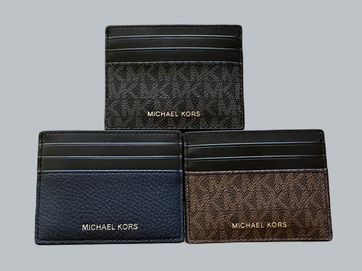 Michael Kors Men's Cooper Tall Card Case Wallet Black, Brown Black