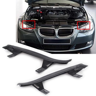 2pcs Upper Headlight Gaskets Left & Right Set Fit For BMW 3 Series E92 E93 Black