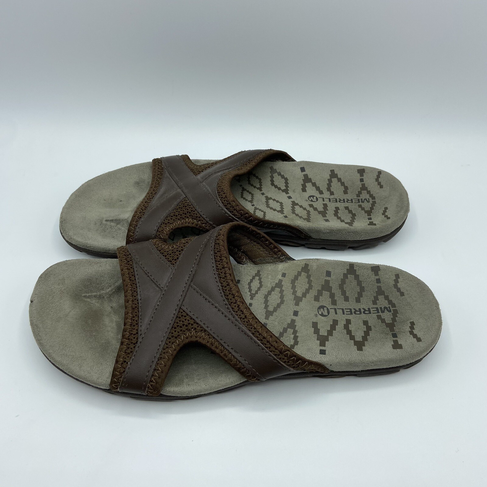 Sandali Merrell Sandspur Delta Slide donna 9 stagni marroni in pelle slide