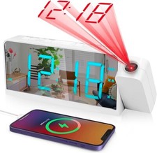 Loud Mirror LED Alarm Clock  Display, Desk & Shelf Clock for Heavy Sleeper,kids
